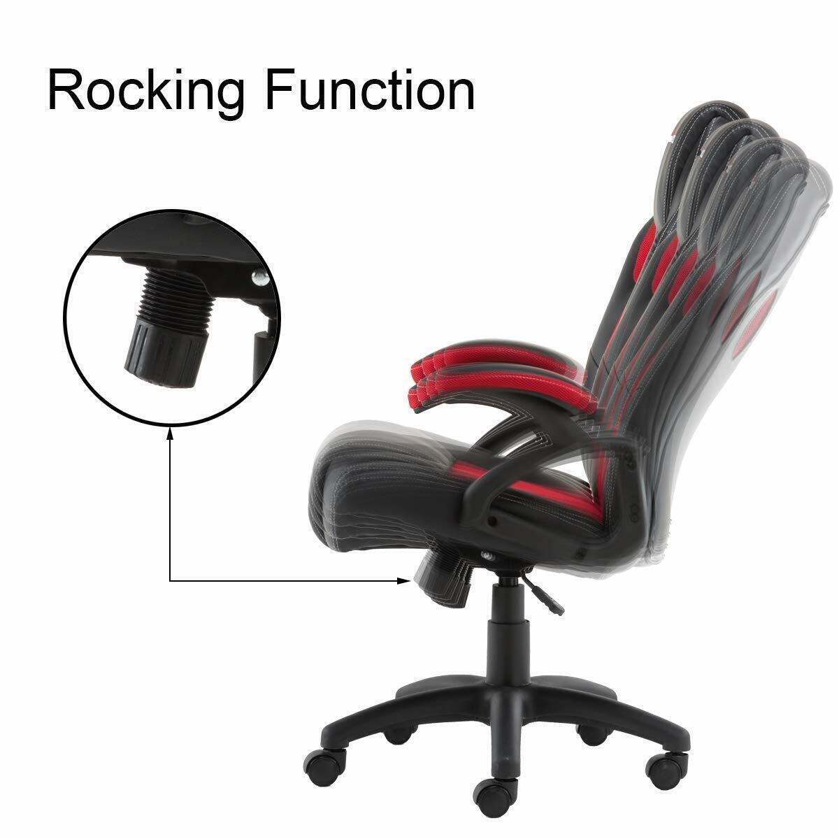 RACING GAMING OFFICE CHAIR EXECUTIVE LUMBAR SUPPORT SWIVEL PU LEATHER COMPUTER